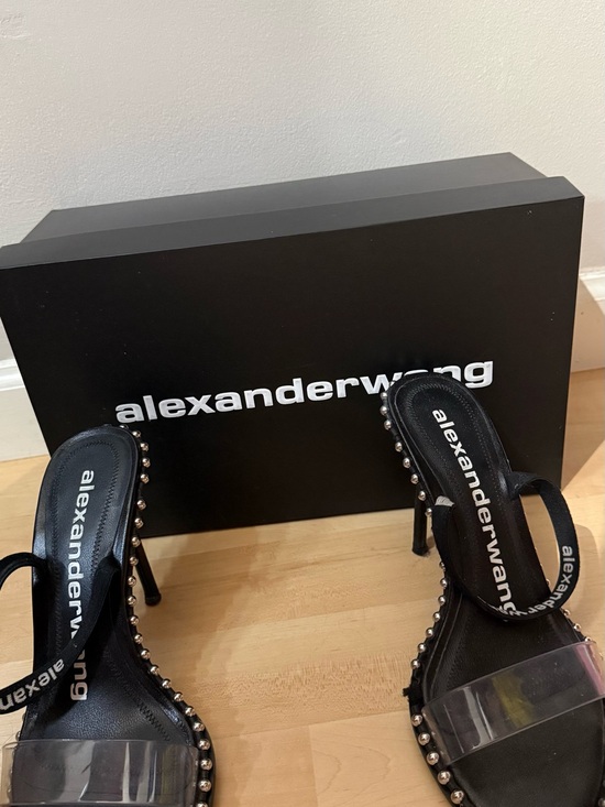 Alexander Wang Shoes - Alexander Wang Black Studded Clear-Strap Mules
